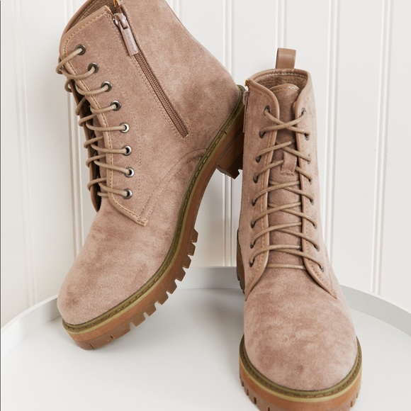 Lace Up Taupe Suede Boots - Picture 7 of 10